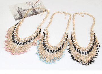 Costume Jewelry Beaded Necklace Designs Bib Tassel Necklace