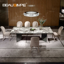 High-End Dining Table Set with Marble Finish
