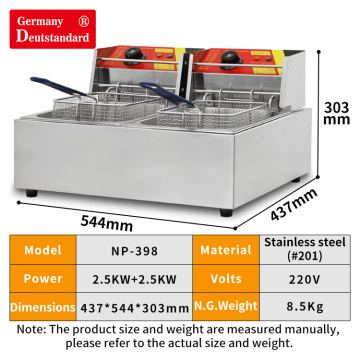 6Lx2 tank double electric fryer with factory price