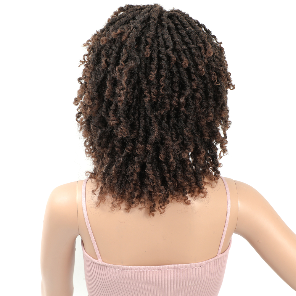 Soft Short Synthetic Wigs For Black Women 14 inch High Temperature Fiber Dreadlock Ombre Burg Crochet Twist Hair