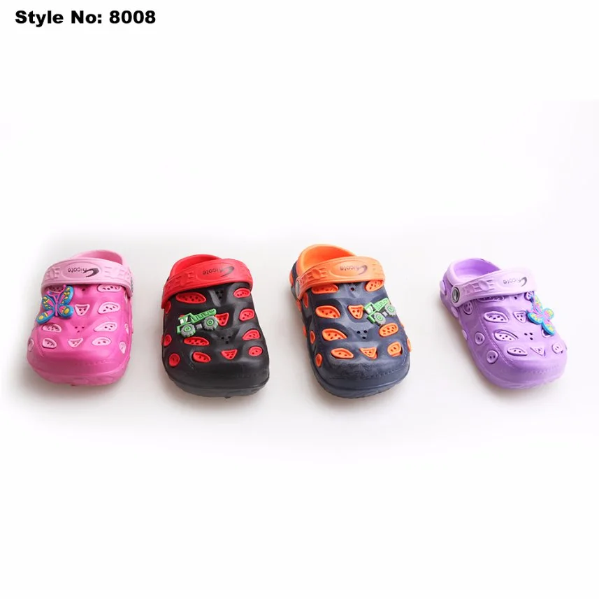 Hole Kids Cartoon Two Tone Double Color EVA Clogs Shoes