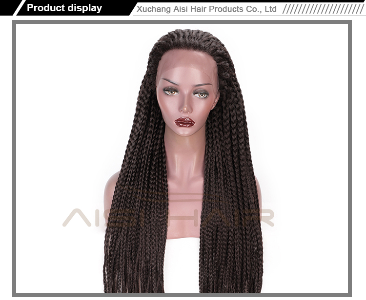 Aisi Hair Long Twist Braided Brown Wig Glueless Synthetic Lace Front Wig Senegalese Twist Box Braids Hair Wigs For Black Women
