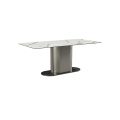 Mesa de jantar de design superior ajuste mármore redondo mármore branco e aço inoxidável mesa de jantar de luxo moderno