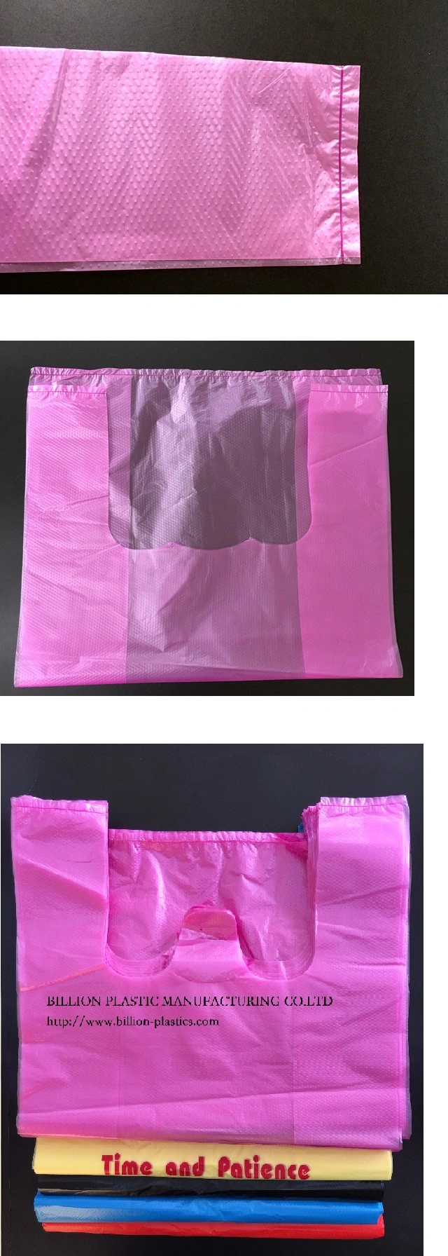 Biodegradable Pink Colorful Plastic Shopping Bags Carrier Bags