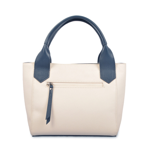 Contrast Color Soft Grain Leather Tote Women Bags