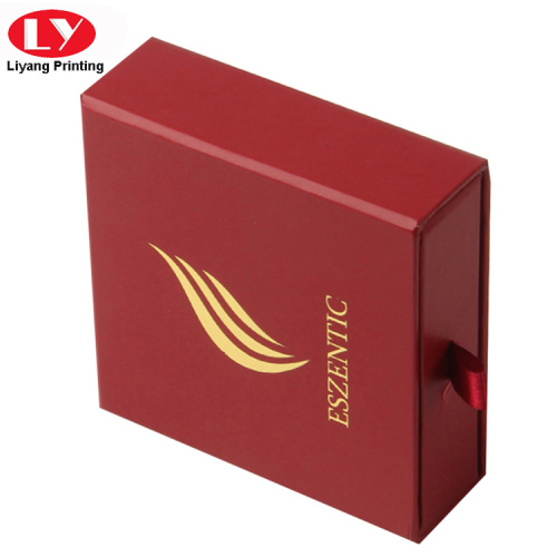 Caja de anillo de joyería de lujo personalizada en rojo chino