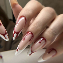 Bleeding Halloween French Tip Artificial Fingernails - Press on Nails for Girls