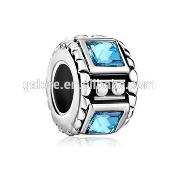 Wholesale custom high quality silver plated blue glass bead.