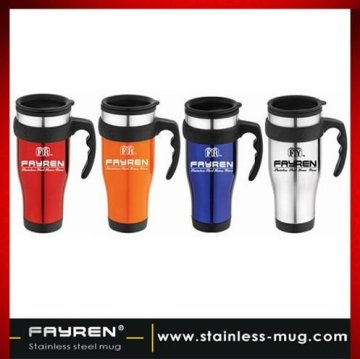 Stainless steel auto mug with handle/stainless steel travel mug