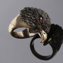 Gold Black Onyx Inlay Southwestern Eagle Ring