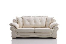 classic sofas white leather with ruffled accents