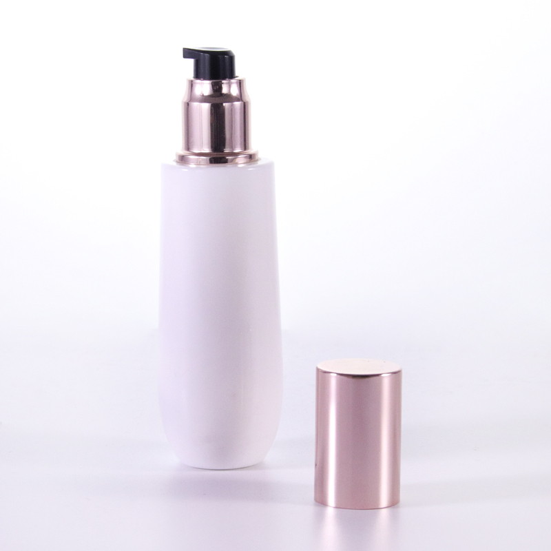 Opal White Glass Bottles With Rose Gold Caps3 Jpg