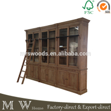 french country solid wood bookcase, antique style solid wood bookcase, solid wood bookcase