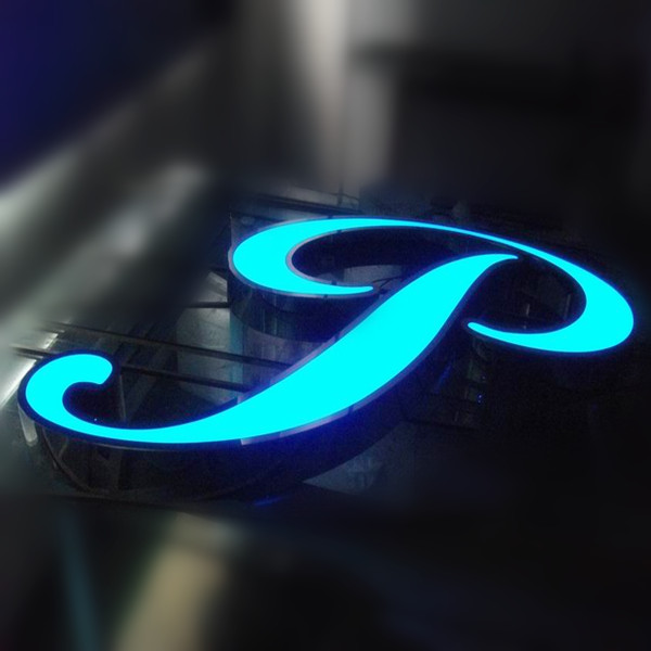 blue front lit letters