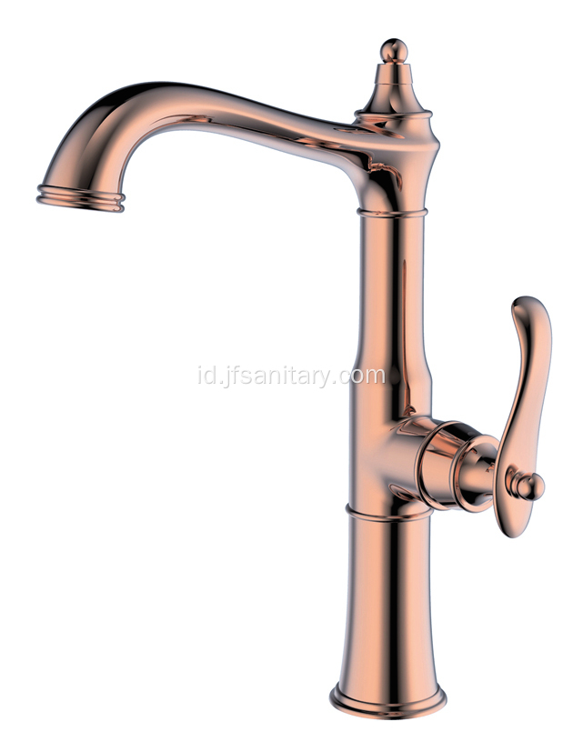 Kualitas Kuningan Tunggal-menangani Faucet Kitchen Set Rose Gold