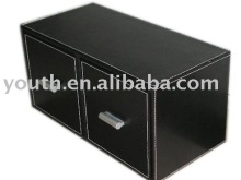 Faux Leather CD Storage Box 2 Drawers