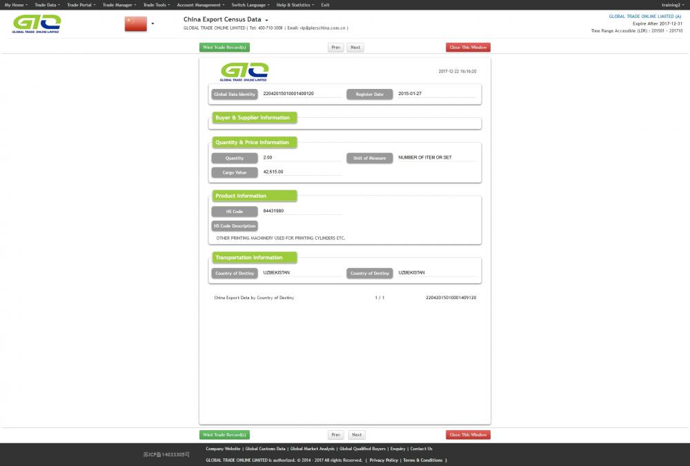 Percetakan - Data Pabean Ekspor China