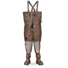 Solid Brown color Dirty's Breathable Hunting Waders With 1600g Thinsulate Rubber Boots