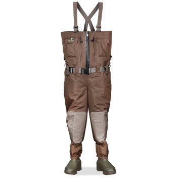 Solid Brown color Dirty's Breathable Hunting Waders With 1600g Thinsulate Rubber Boots
