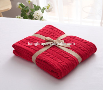 100% cotton Knitted cover blanket waffle style weave tassels adult and child blanket