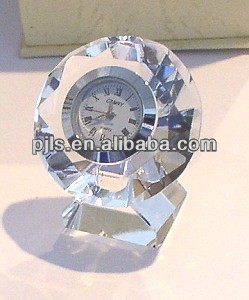 diamond crystal clock with base, crystal diamond shaped clock