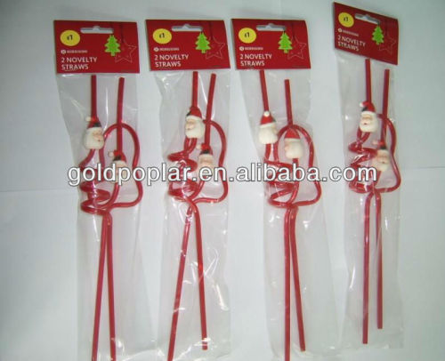 Santa head decorative straws