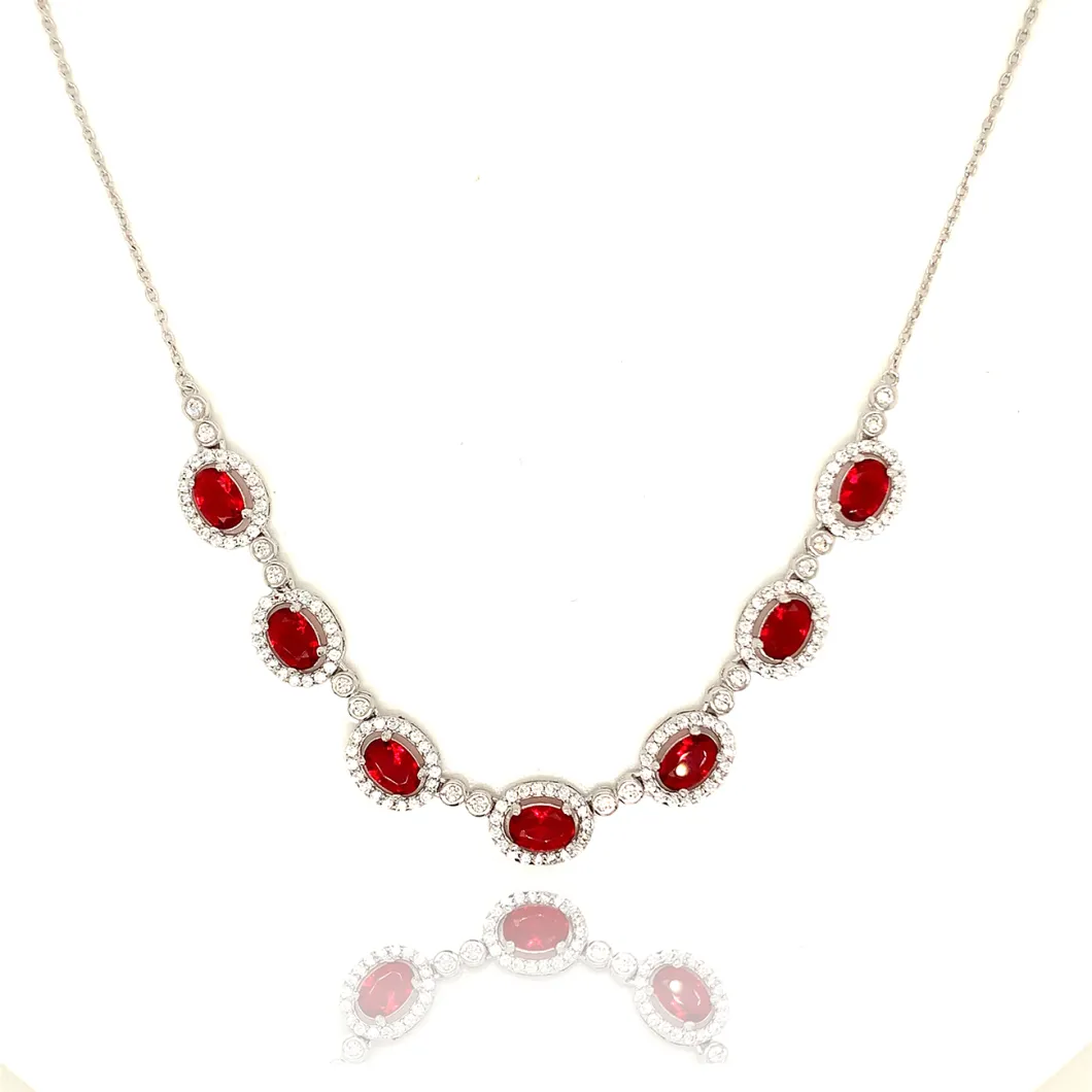 Wedding Fashion Jewelry Ruby Stone 925 Sterling Silver/ Gold Luxury Jewelry Set