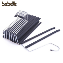 2-Tier Open Ended Slack Pant Hangers with Non-slip Foam Coated, Black, 10-Pack