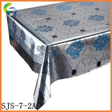 2015 hot new designed embroidery silver pvc table cloth in roll