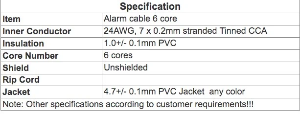 Flexible Alarm Cable 6 Cores Security Data Cable