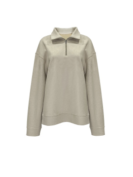 Ladies' khaki half open casual sports pullover outer wear