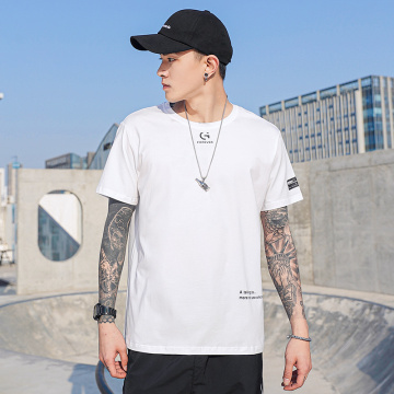 Custom Men's casual white printed  T-shirt