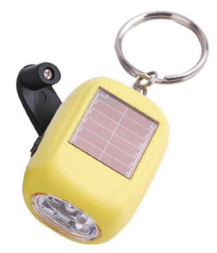 Dynamo 2 LED plastic keychain flashlight with solor energy