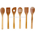 Ensemble mignon de 6 ustensiles de cuisine en bambou avec support cuisson des outils de cuisine en bambou