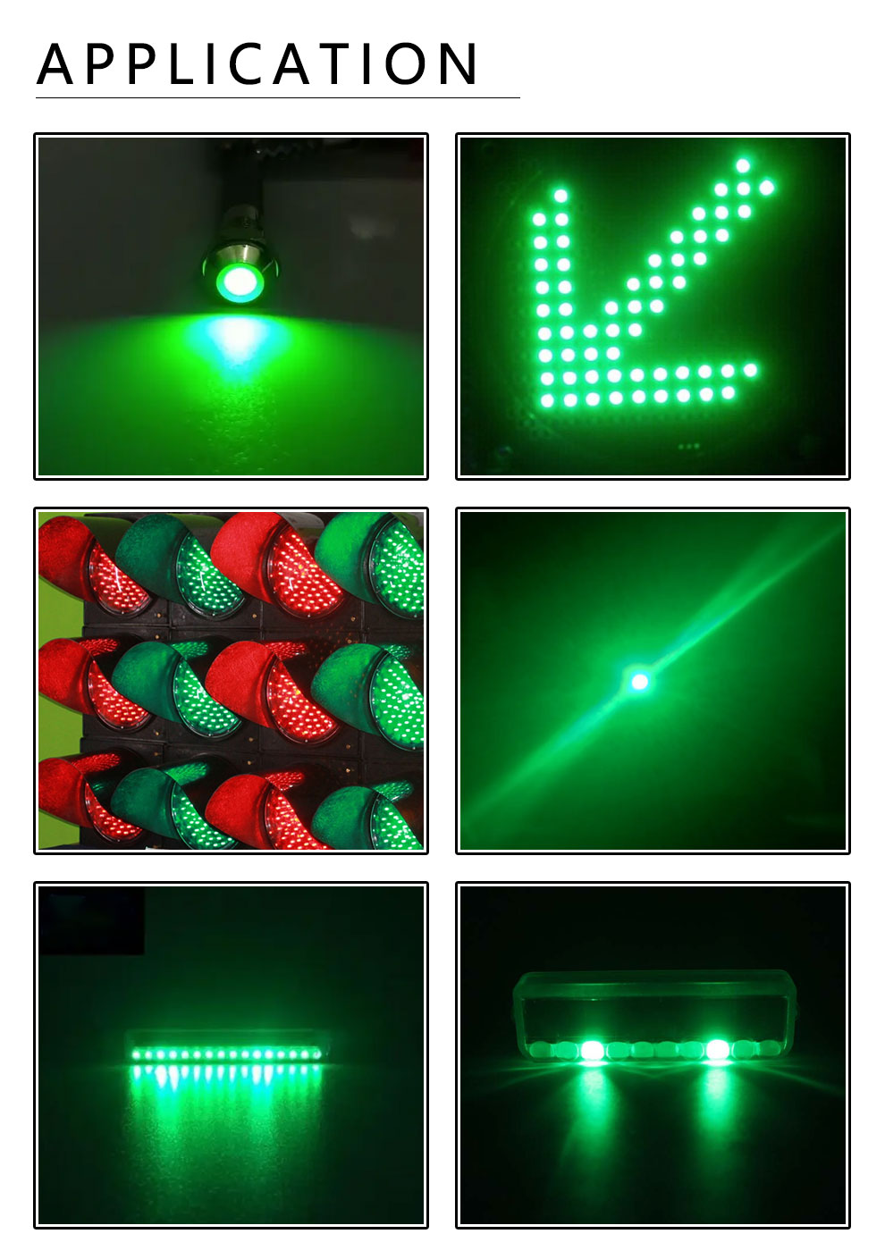 Green throguh-hole LED and SMD LED application