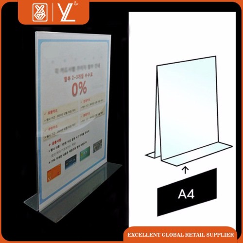 tabletop menu display stand A4 clear acrylic sign holder