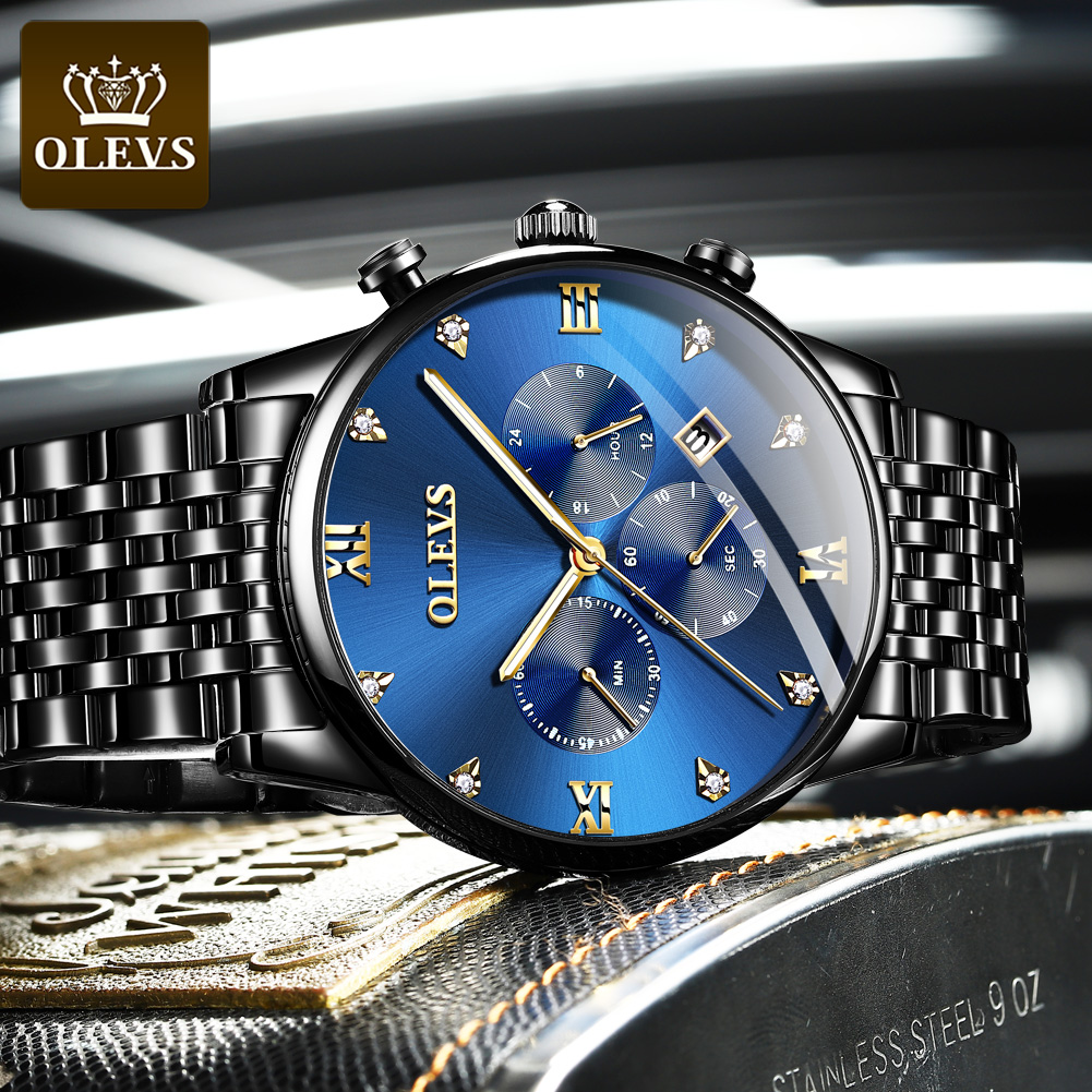 Men Luxury Watch OLEVS Brand Quartz Fashion Business WristWatch OEM with Steel Band Chronograph Waterproof Watches Men Wrist