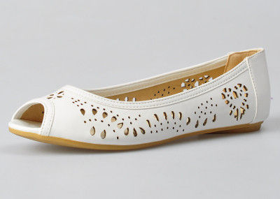 Summer Ladies / Womens Ballerina Flats Pu Lining Material White Color