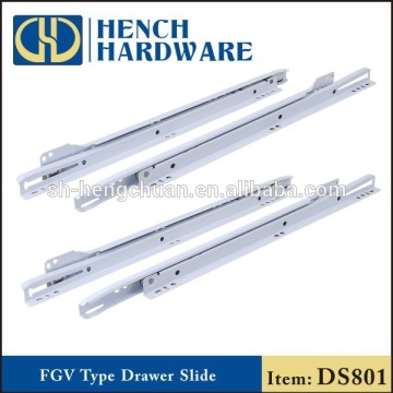 Telescopic rail side mount plastic drawer slides