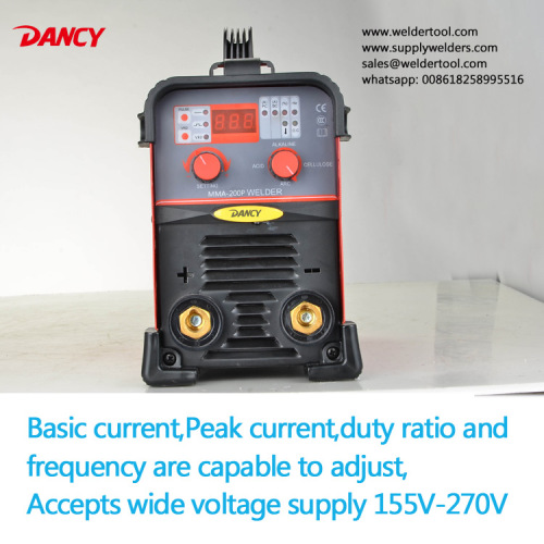 200A cellouse mma pulsed arc welding machine,220V 1phase input,Vertical Weld,overhead Weld,fillet Weld