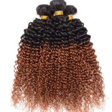 Two Tone Ombre 1B/30 Kinky Curl Malaysian Hair Kinky Twists Hair Weave