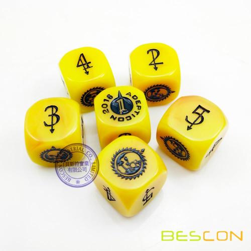 Customized Yellow Marble Dice with Custom Engraving on Six Sides