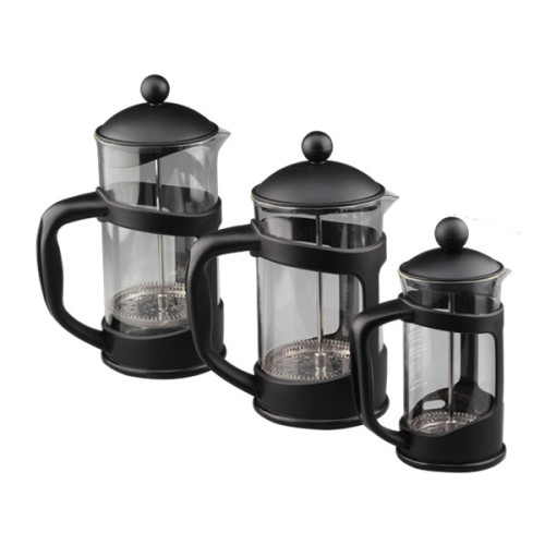 Black Plastic Outer Borosilicate Coffee Maker French Press