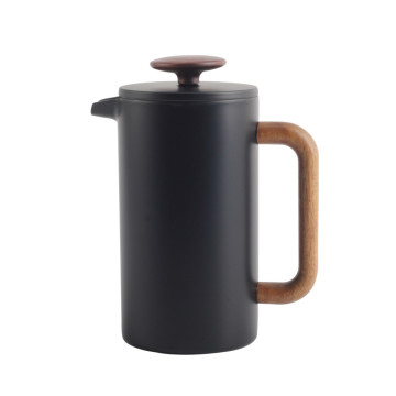 Black painting coffee french press with wood handle