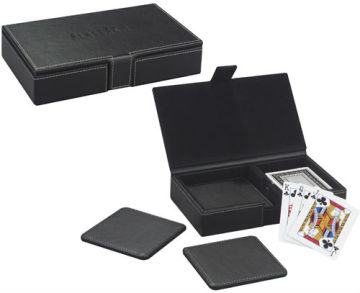 playing cards set plastic cards leather coaster
