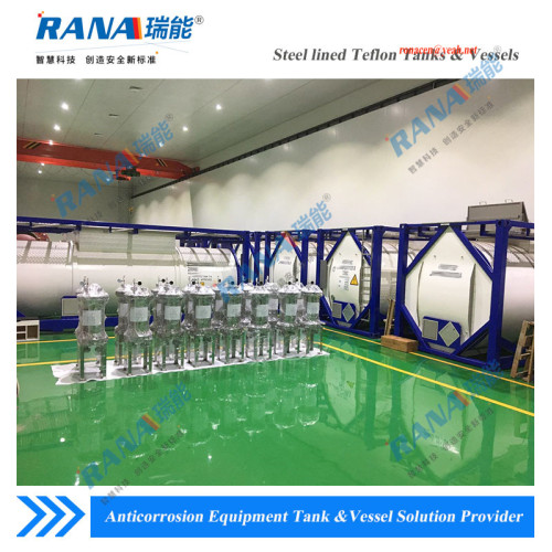 Steel lined plastic PTFE tank for scrubbing gas