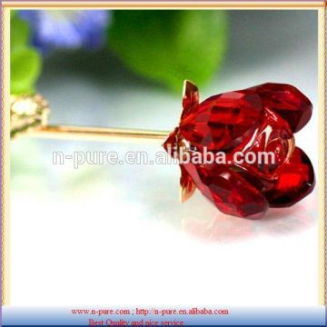 Creative Crystal valentines gift with Red crystal rose flower