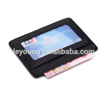 Black Leather ID Card Holder Business Card Case