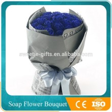 blue soap rose flower bouquet