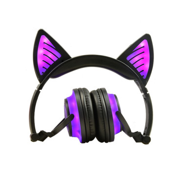 ワイヤレス猫耳LEDライトアップBluetoothヘッドフォン